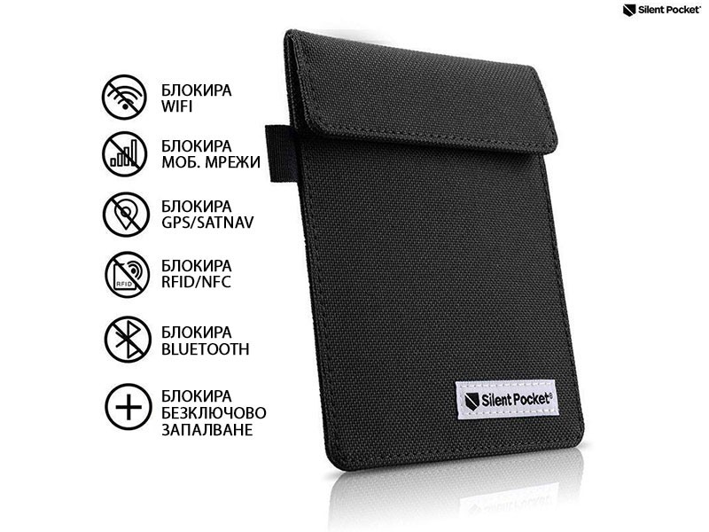 Защитен калъф Silent Pocket модел RFID за автомобилен ключ, размер XL, черен мат