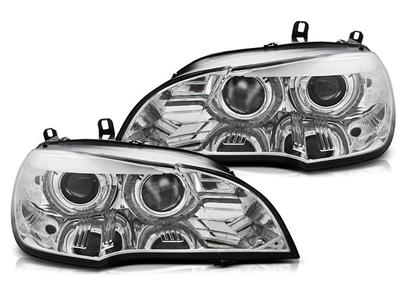 Комплект тунинг ксенонови фарове за BMW X5 E70 2007-2010 с хром основа , ляв и десен