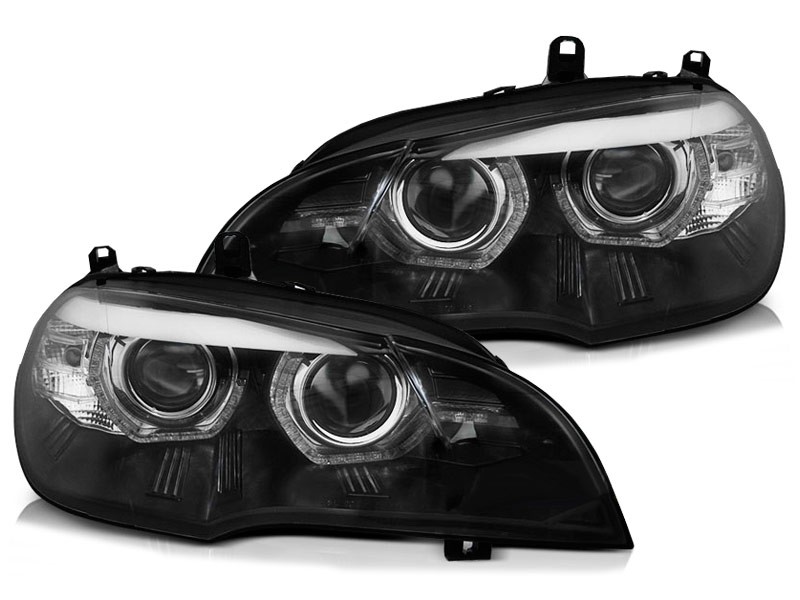 Комплект тунинг ксенонови фарове за BMW X5 E70 2007-2010 с черна основа , ляв и десен