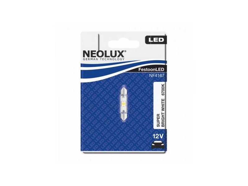LED лампа NeoLux тип C5W 41mm, студено бяла, 6700K, 12V, 0.5W, SV8.5-8, 1 брой