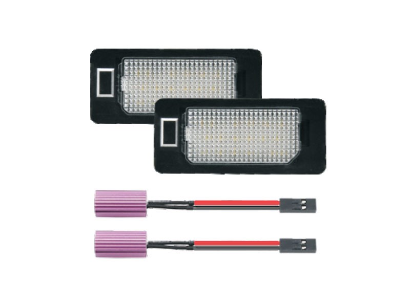 Комплект LED плафони за регистрационен номер на Skoda Octavia 2013-2019, Fabia 2014-2021, Kodiaq след 2016 година, Rapid 2012-2015, Superb 2015-2023, Yeti 2014-2017, ляв и десен