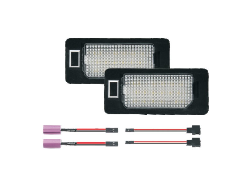 Комплект LED плафони за регистрационен номер на Skoda Octavia 5E3, Fabia NJ3, Rapid NH1, NH3, Rapid Spaceback NH1, NH3, Superb комби 3T5, 3V5, Yeti, ляв и десен