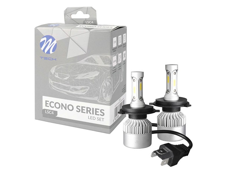 LED система M-tech Econo за фарове H4 студено бяла светлина, 9-32V, 80W, 6500K, 10000LM, P43t