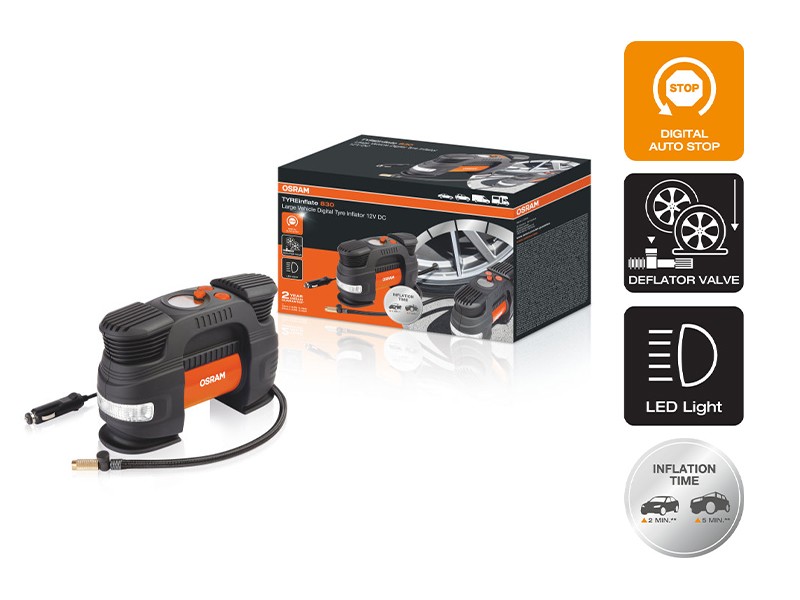 Комппресор Osram TYREintlate 830 за гуми, 5.5 bar, 12V, 90dB