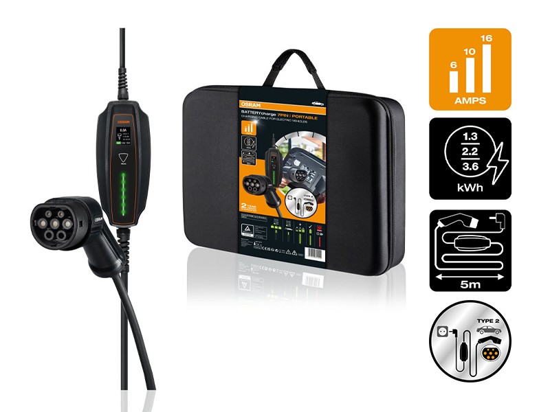 Портативна зарядна станция Osram BATTERYcharge с 7 пина тип 2 за електромобили и plug-in хибриди, до 3.6W, до 16A, 240V