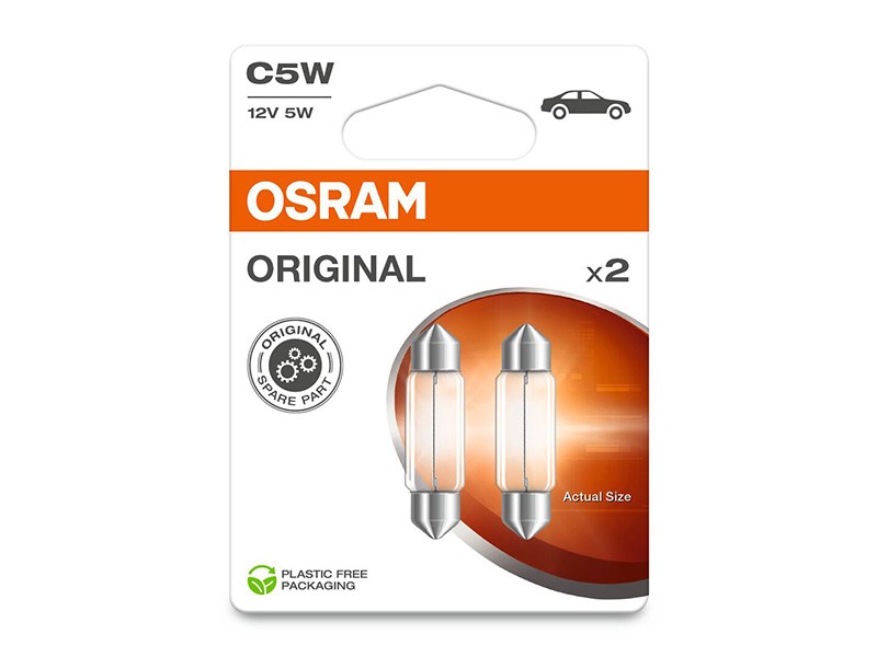 Комплект 2 броя халогенни крушки Osram C5W Original 36mm, 12V, 5W, SV8.5-8