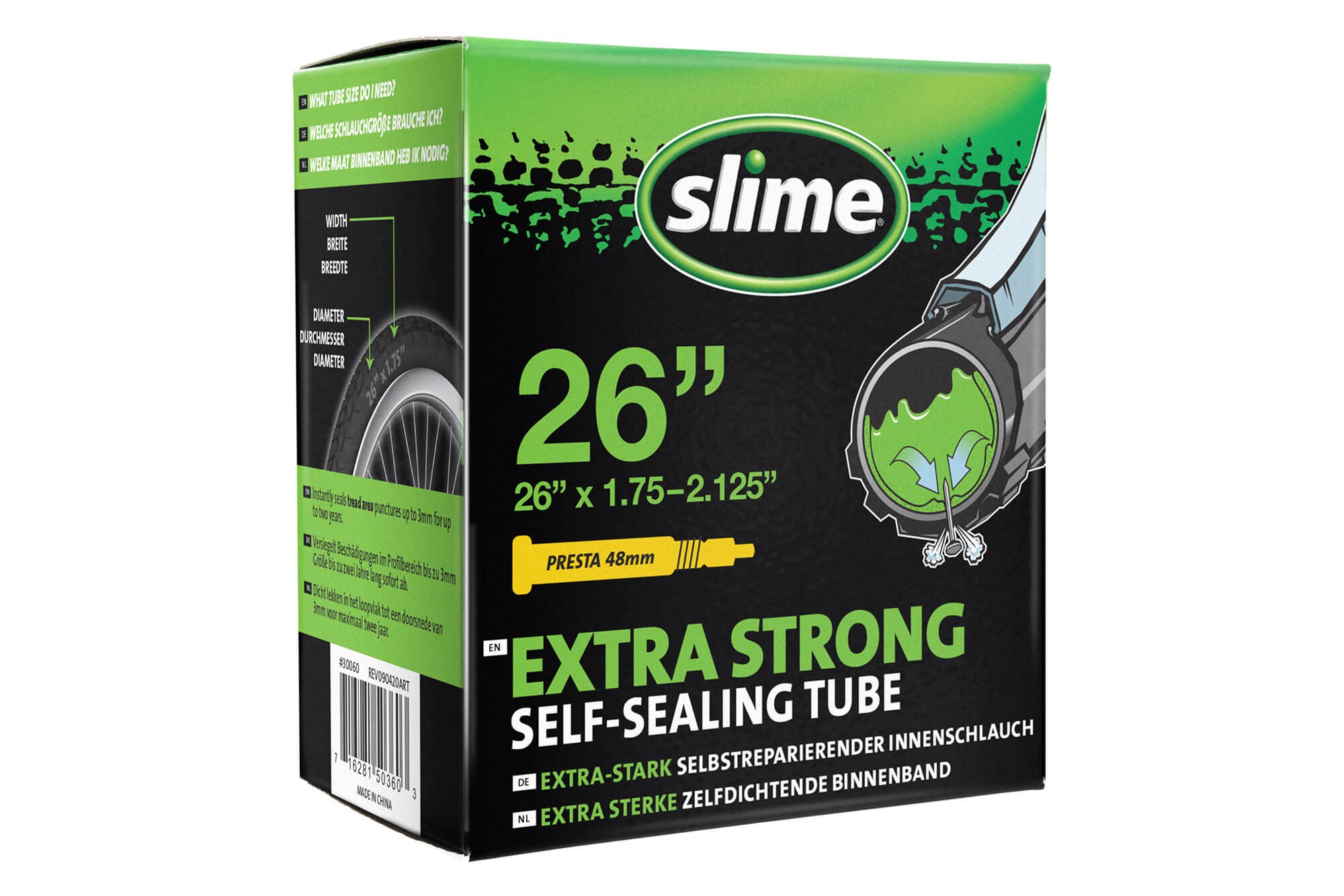 Slime вътрешна гума с уплътнител 26'' x 1.75 - 2.125'' - френски вентил