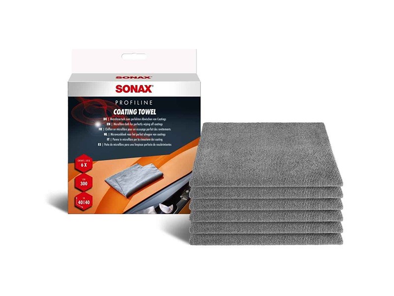 Професионални микрофибърни кърпи Sonax за нанасяне на керамични покрития Coating Towel 40x40cm, 6 броя