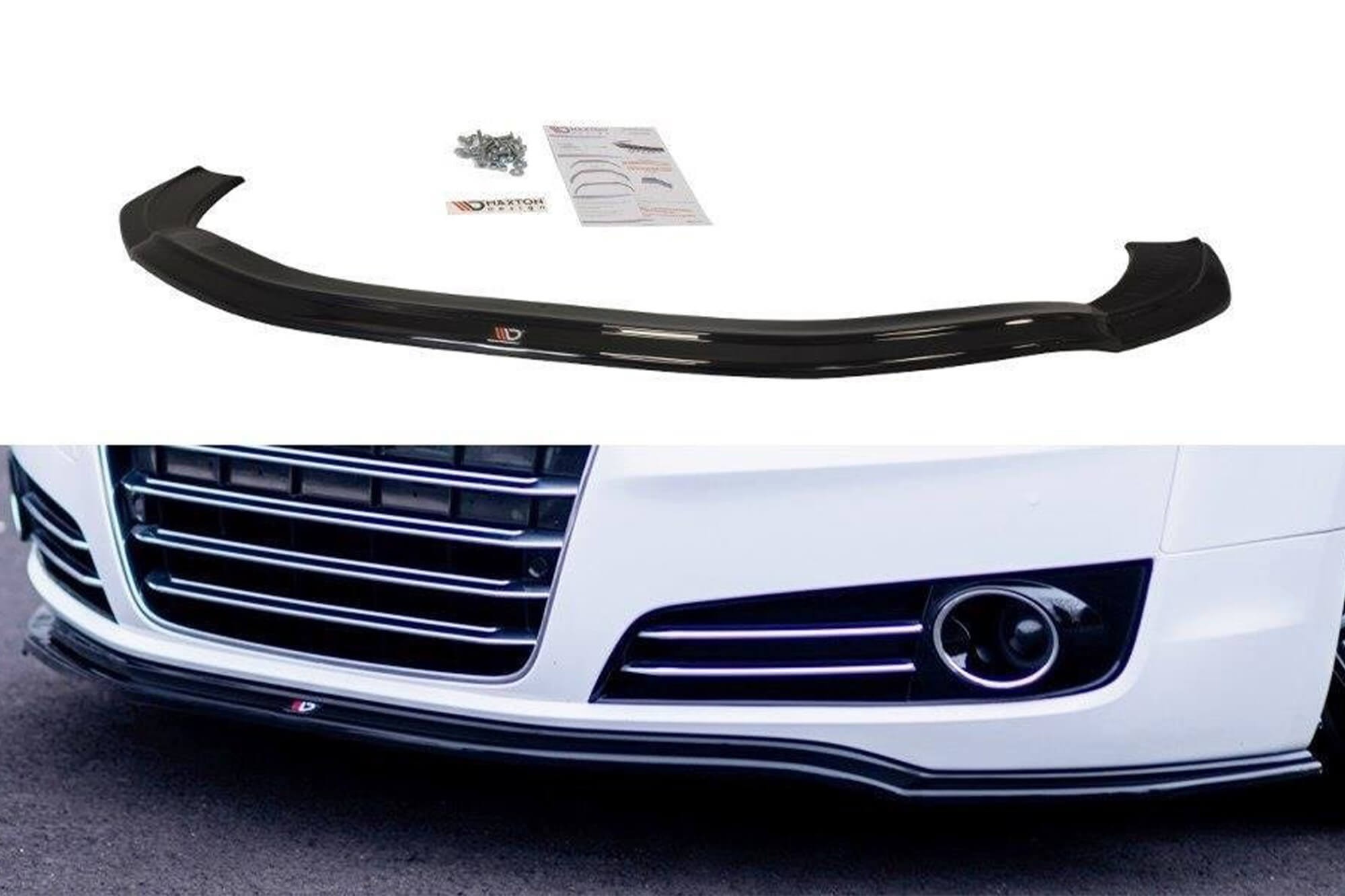 Спойлер Maxton Design за стандартна предна броня на Audi A8 D4 2009-2013, черен лак