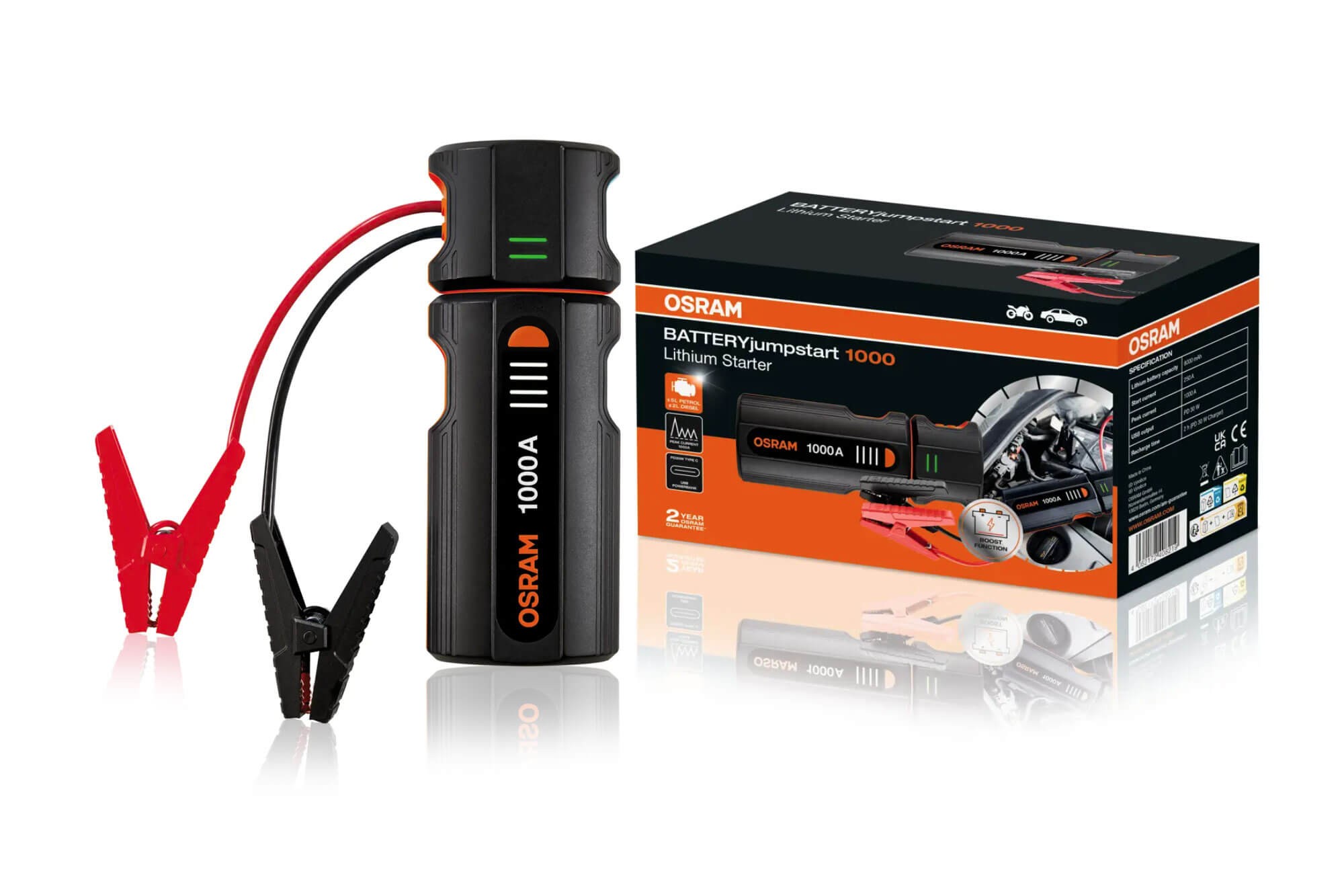 Външна батерия Osram BATTERYjumpstart 1000 за стартиране на двигателя, 8000mAh, 12V, 1000A