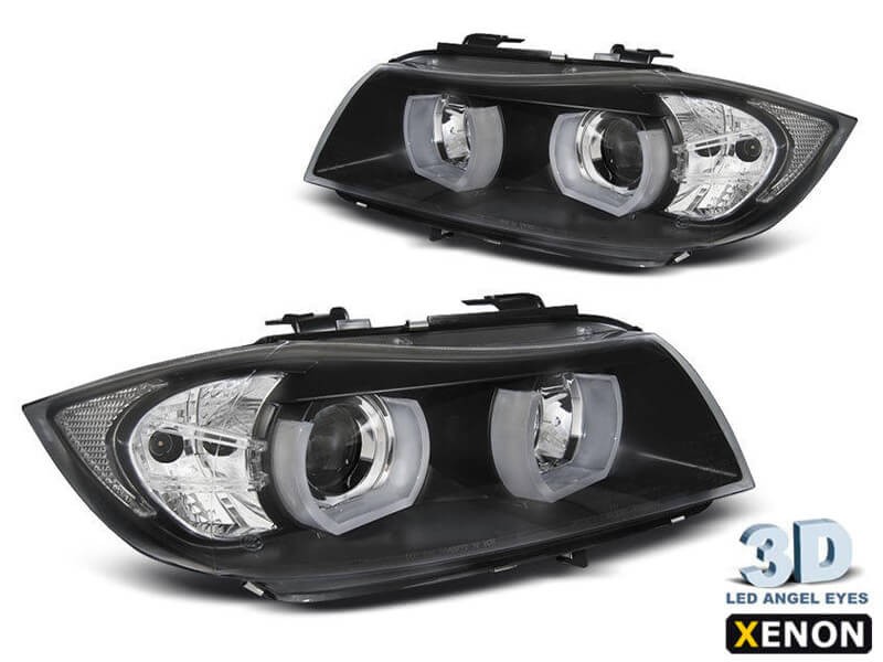 Комплект ксенонови фарове за BMW серия 3 E90, E91 2005-2008 с черна основа, ляв и десен