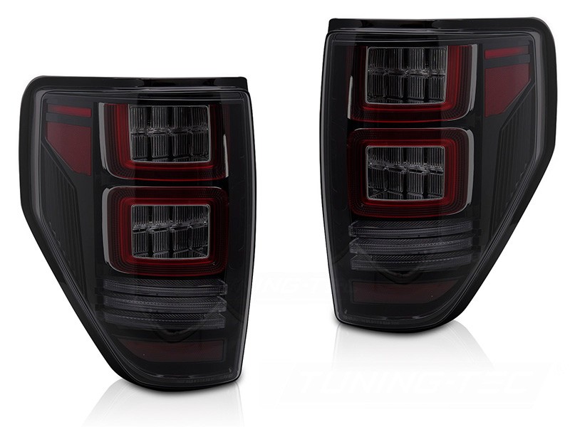 Комплект тунинг LED стопове за Ford F150 2008-2014, с динамичен мигач, опушена основа, ляв и десен