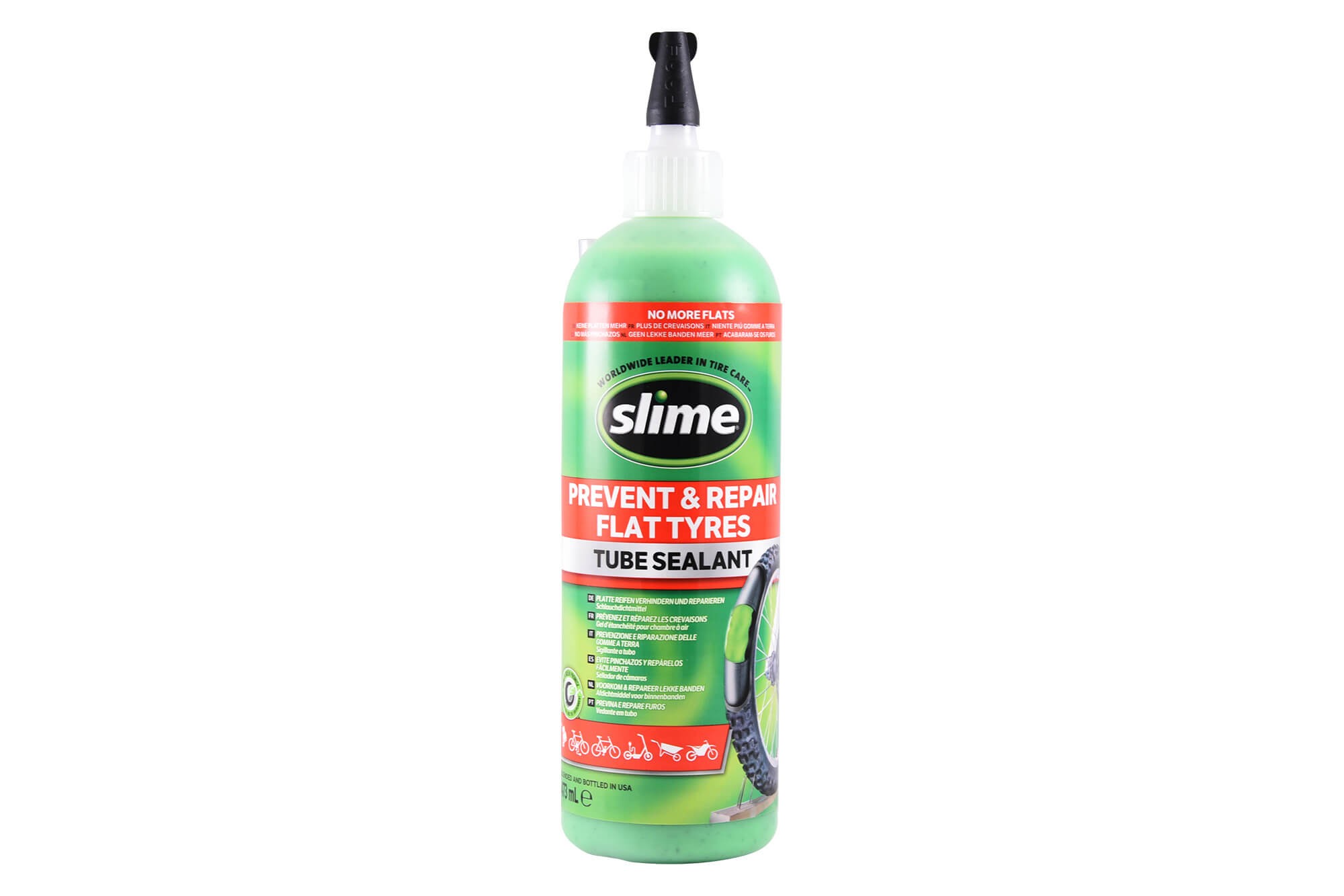 Уплътнител Slime за защита и ремонт на гуми за превозни средства с вътрешна гума, опаковка с гумен шлаух, 473ml
