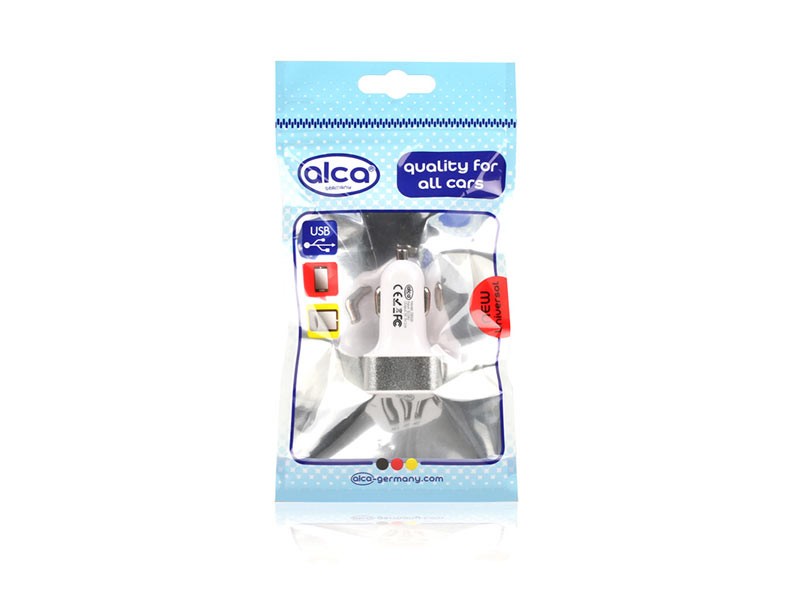 USB разклонител за запалка - бяло/сребърен 12/24V