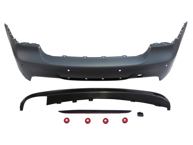 Задна M technik броня за BMW серия 3 E90 2008-2011 с PDC, единичен дифузьор с двоен накрайник -oo----