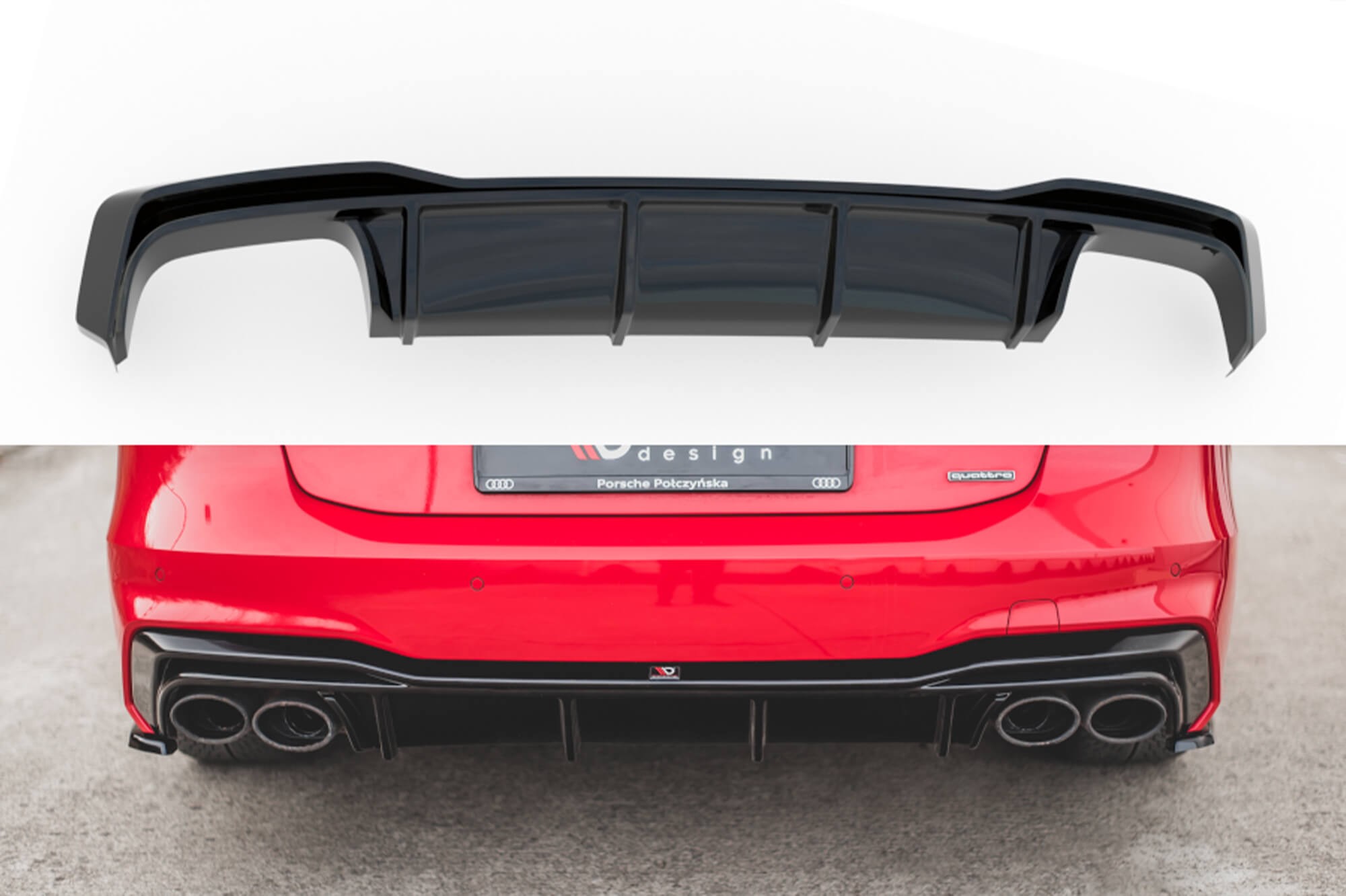 Дифузьор Maxton Design за задна S-Line броня на Audi A7 C8 след 2017 година, черен лак