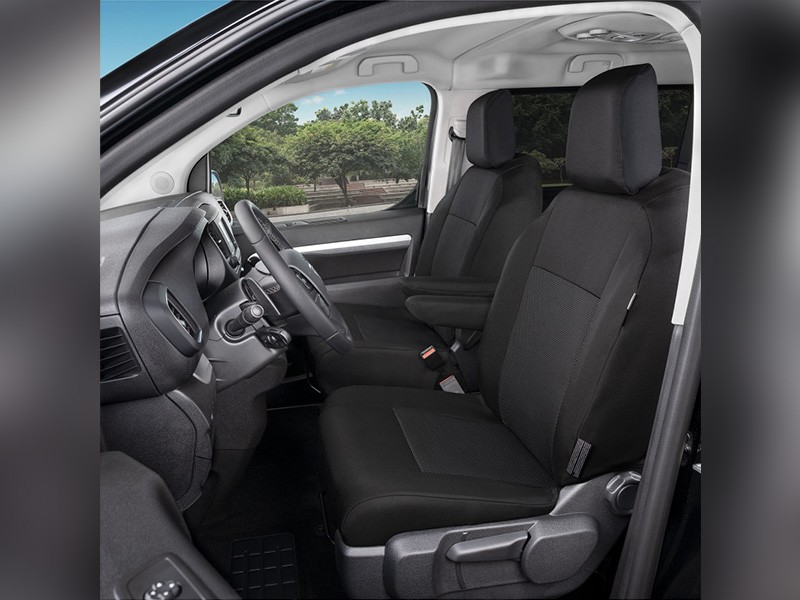 Тапицерия Kegel серия Tailor Made за предни седалки 1+1 на Peugeot Expert, Traveller, Citroen Jumpy, Spacetourer, Toyota Proace, Proace Verso след 2016 година, Opel Vivaro, Zafira Life след 2019 година, черна