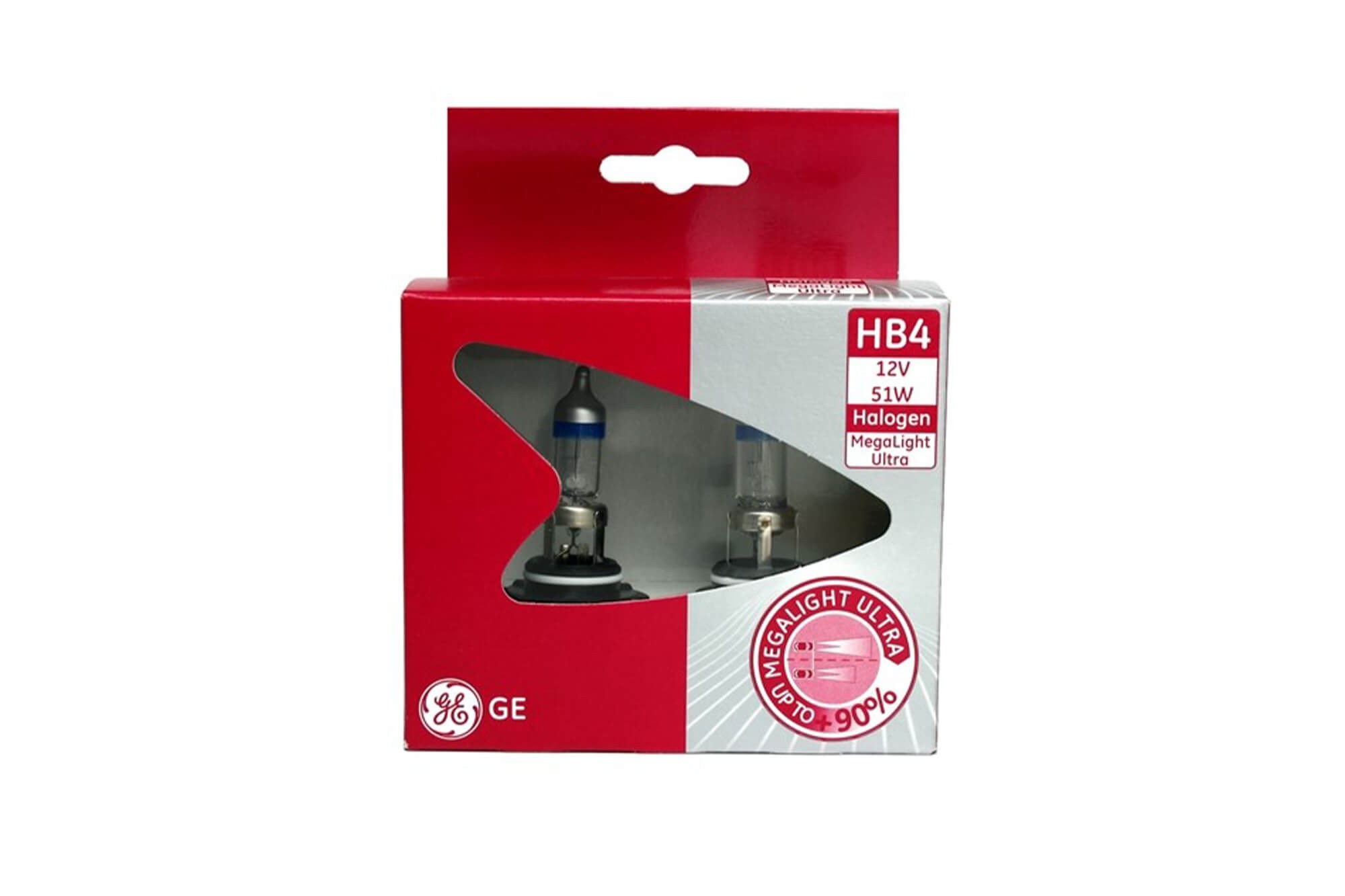Комплект 2 броя халогенни крушки General Electric, серия Mega Light Ultra +90 HB4, 12V, 51W, P22d