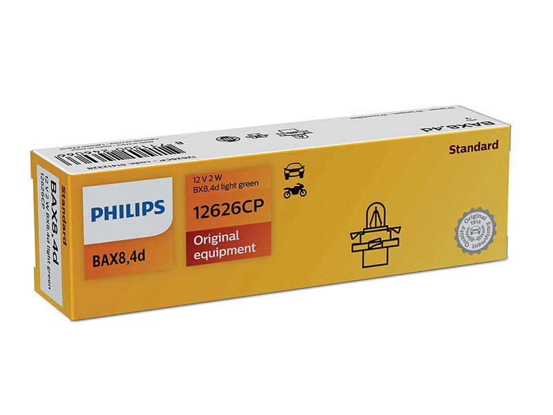 Крушка за табло Philips B8.4D Standard светло зелена 12V, 2W, B8.4D, 1 брой