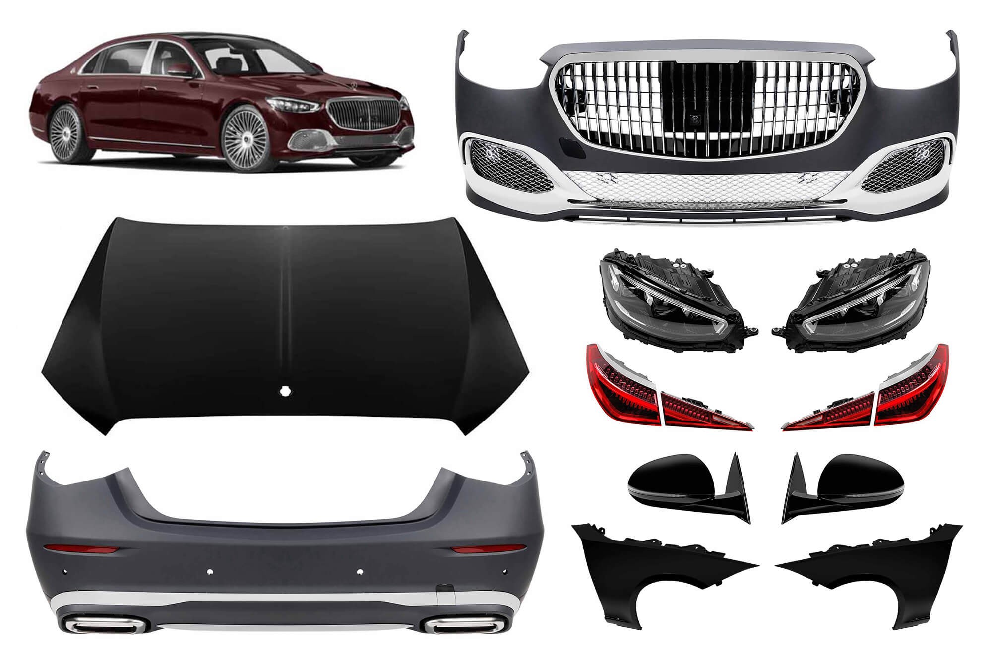 Тунинг пакет съвместим с Mercedes S класа W221 2005-2013 конверсия към W223 след 2020 година
