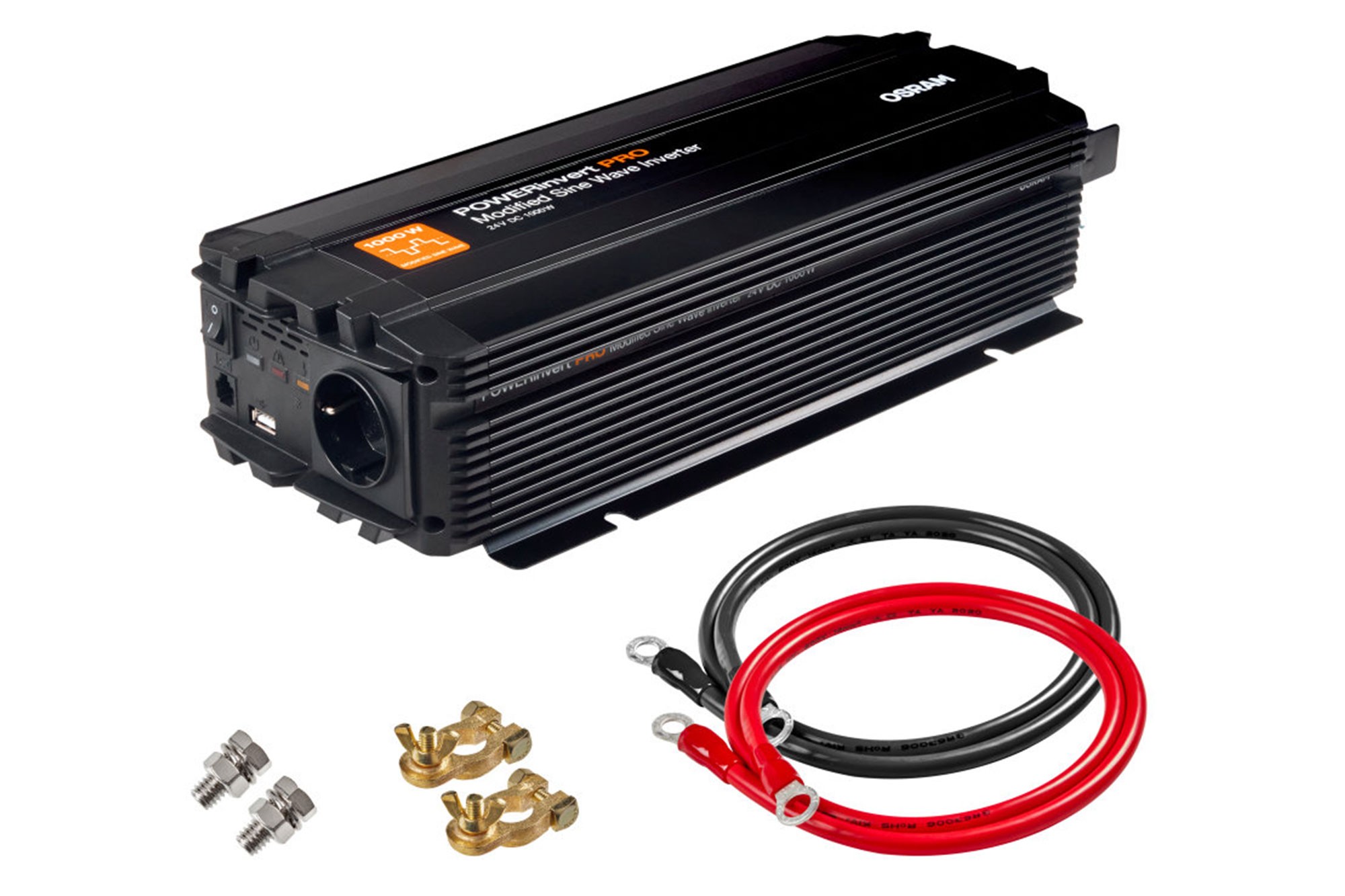 Монофазен токов инвертор Osram Modified Sine Wave Inverter 24V DC, 1000W, 49A, 50Hz, 200-240Vrms, с един контакт