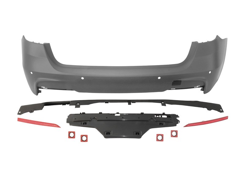 Задна M technik броня за BMW серия 3 F31 комби 2011-2019 с PDC, единичен отвор с двоен накрайник -oo----