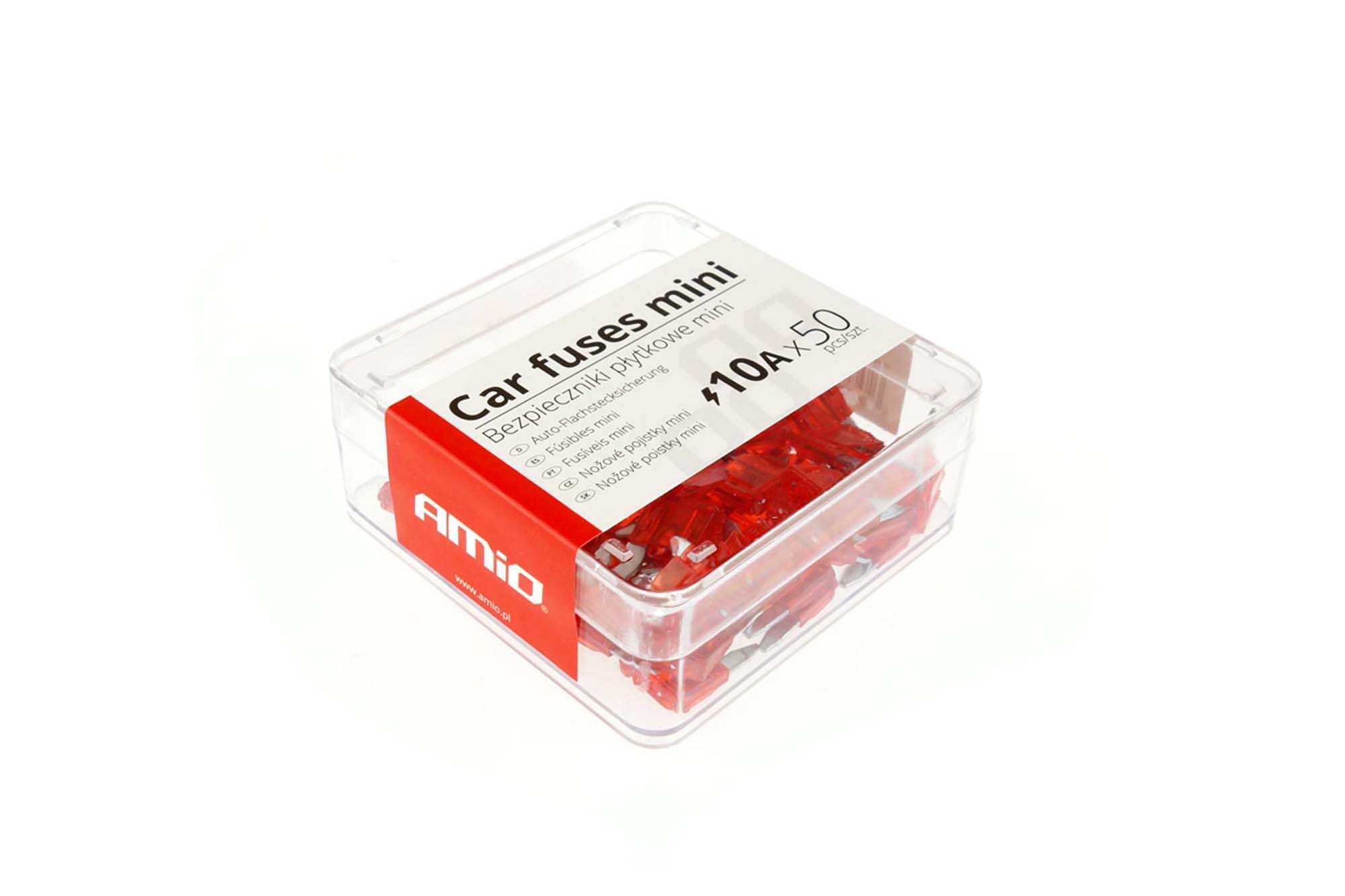 Кутия Mini бушони Amio 10A червени, 50 броя