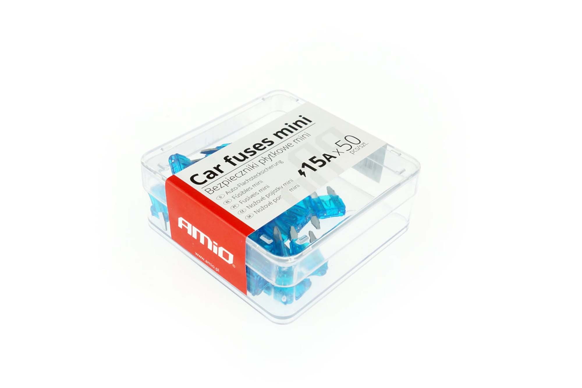 Кутия Mini бушони Amio 15A сини, 50 броя