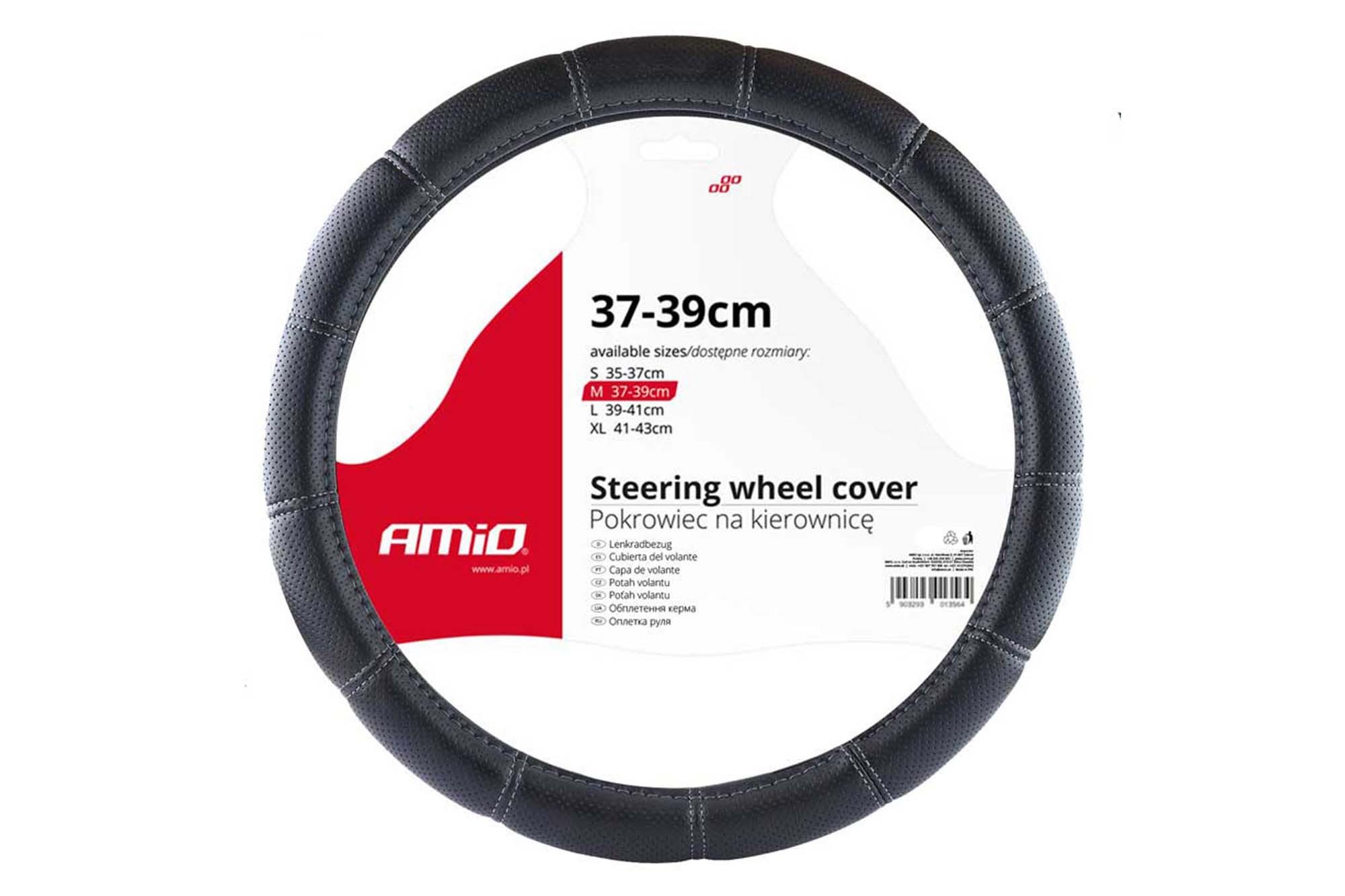 Калъф за волан Amio 37-39cm, черен от дишаща еко кожа