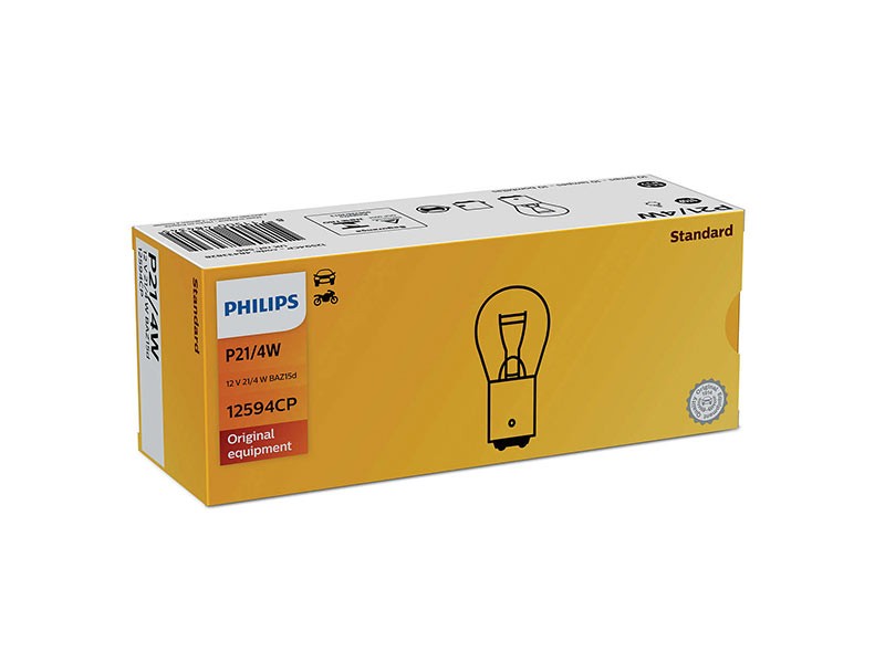 Халогенна крушка Philips P21/4W Standard 12V, 21/4W, BAZ15D, 1 брой Халогенна крушка Philips P21/4W Standard 12V, 21/4W, BAZ15D, 1 брой