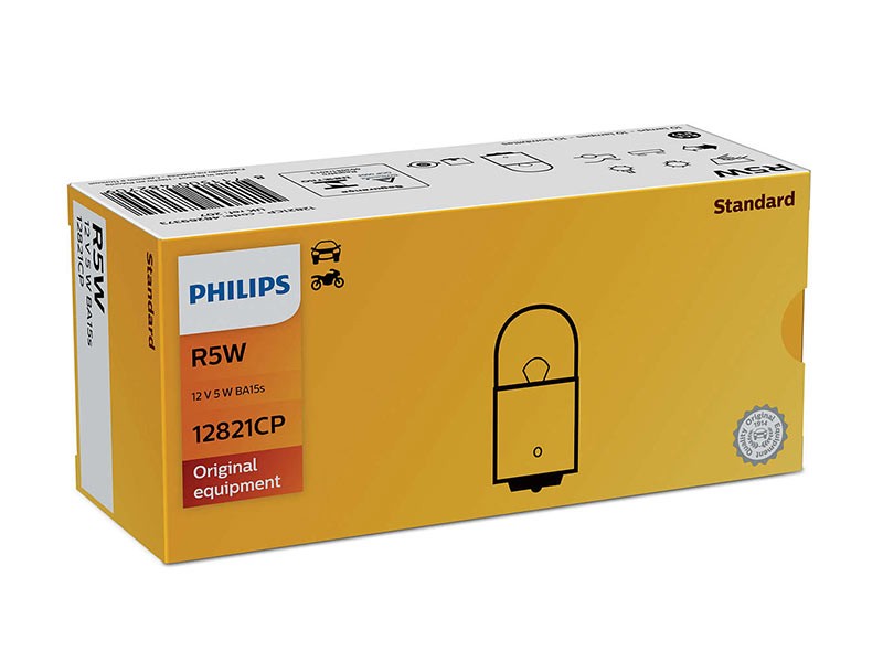 Халогенна крушка Philips R5W Standard 12V, 5W, BA15S, 1 брой Халогенна крушка Philips R5W Standard 12V, 5W, BA15S, 1 брой