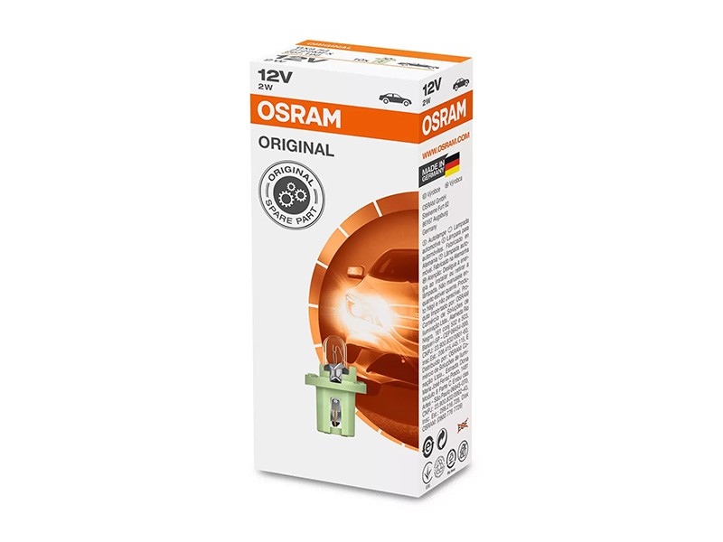 Крушка за табло Osram Original 12V, 2W, BX8.5D зелена, 1 брой