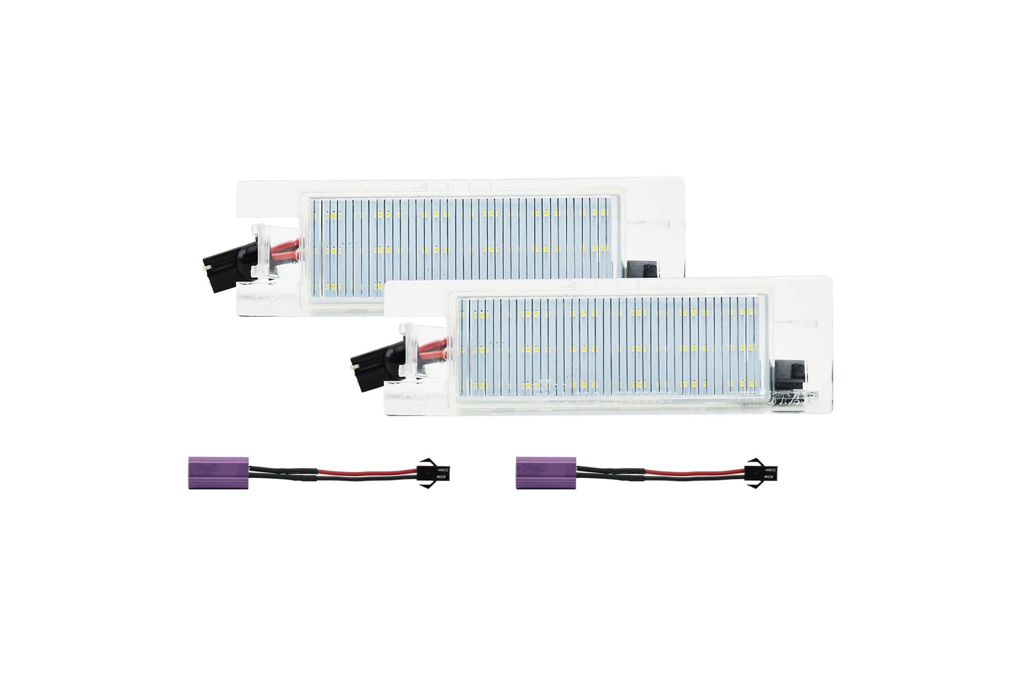 Комплект LED плафони за регистрационен номер на Opel Astra H,Astra J,Corsa C,Corsa D,Insignia,Meriva A,Vectra D,Tigra B,Zafira B, ляв и десен