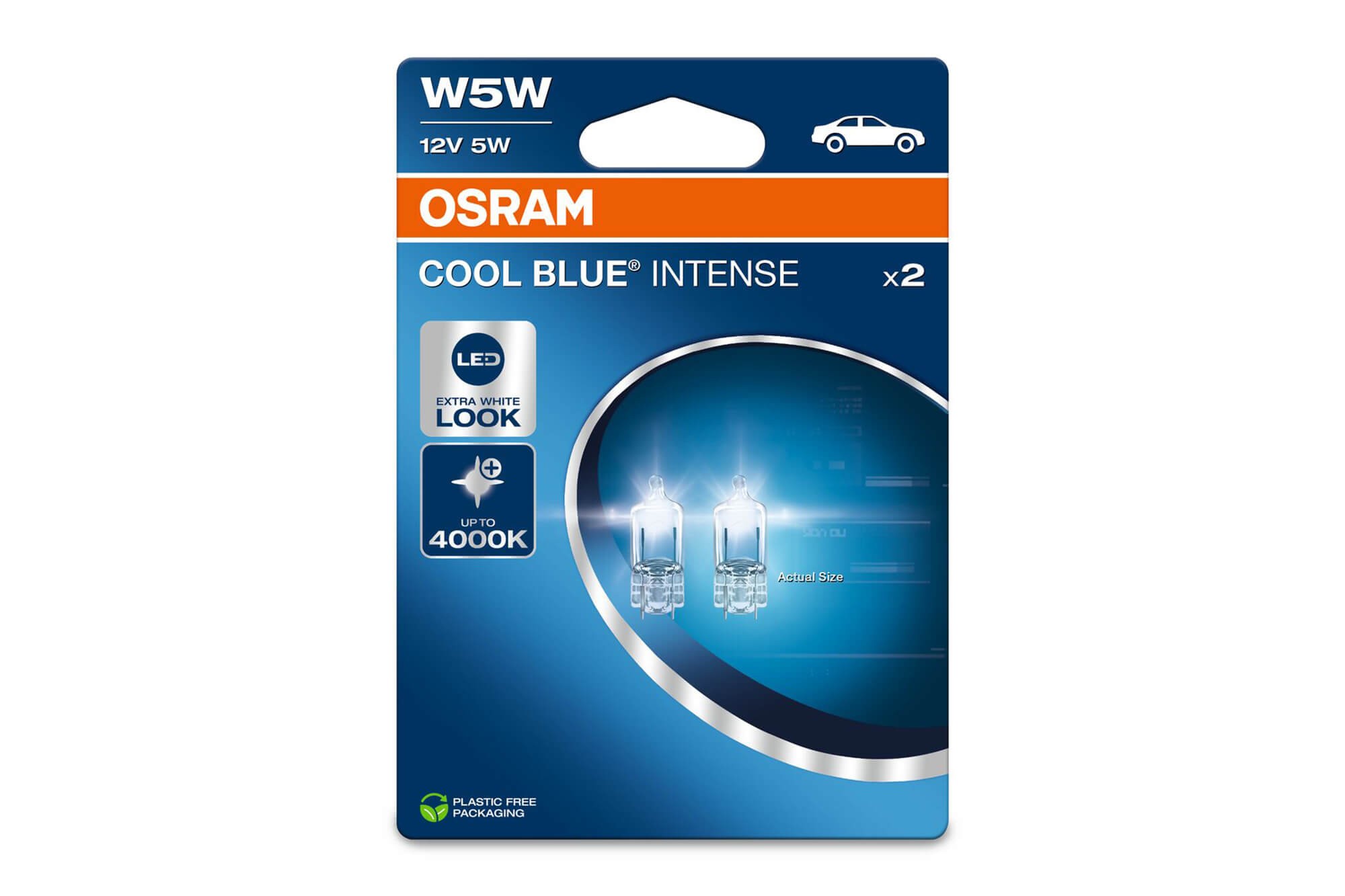 Комплект 2 броя халогенни крушки W5W Osram Cool Blue Intense Next Gen 12V, 5W, W2.1x9.5d, 3700K, 50lm