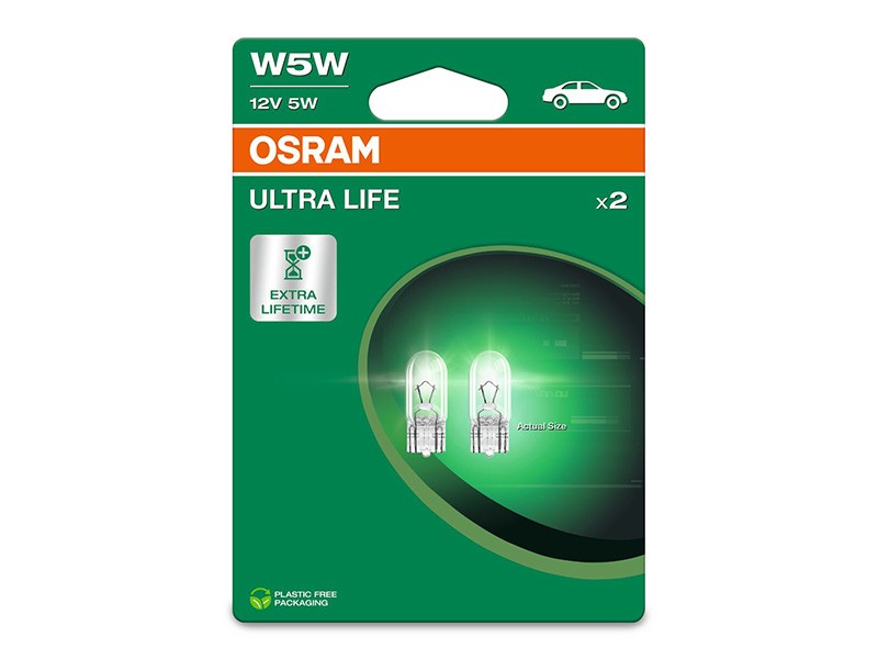 Комплект 2 броя халогенни крушки Osram W5W Ultra Life 12V, 5W