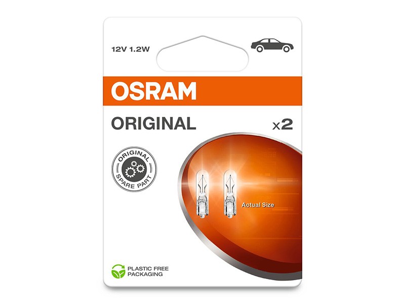 Комплект 2 броя крушки за табло Osram Original 12V, 1.2W, W2X4.6d
