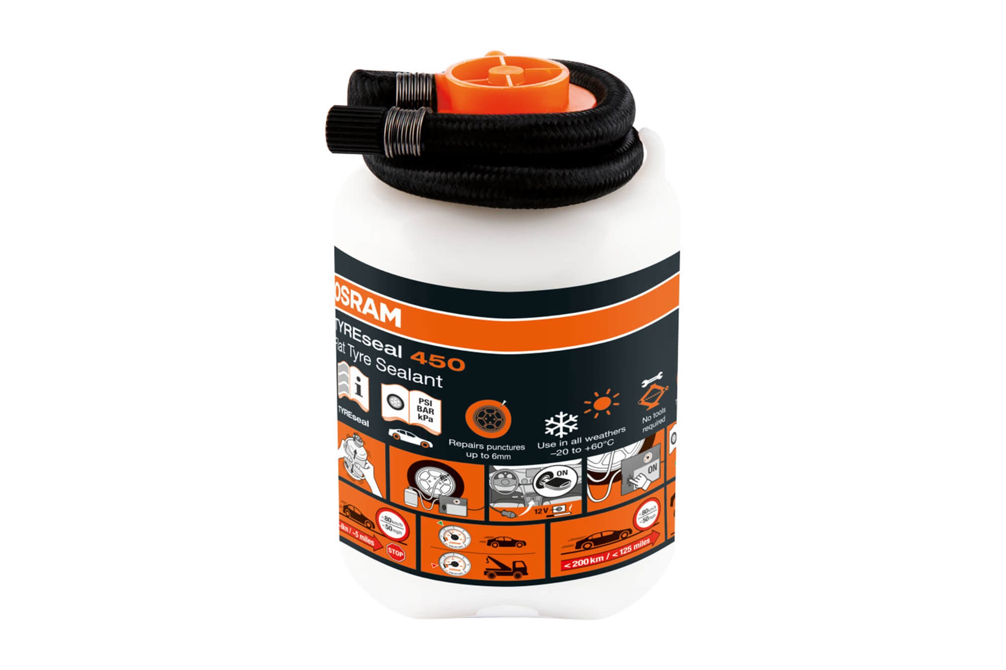 Уплътнител Osram Tyreseal 450 за временен ремонт на спукана гума, 450ml