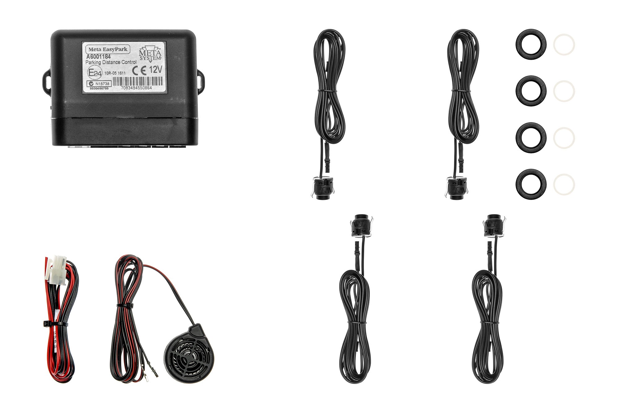 Парктроник система Easypark със звукова сигнализация с 4 датчика черни 15mm