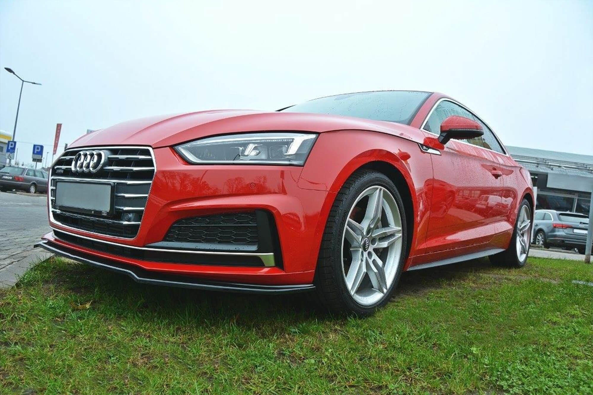 Спойлер Maxton Design версия 1 за предна S5, S-Line броня на Audi A5 F5 купе, Sportback след 2016 година, черен лак