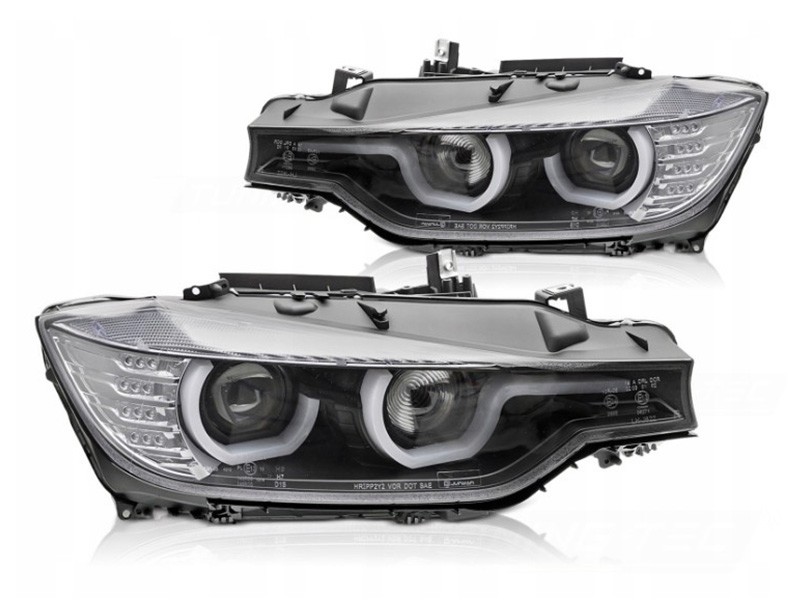 Комплект LED тунинг фарове за BMW серия 3 F30 седан, F31 комби 10.2011-05.2015 с черна основа, ляв и десен