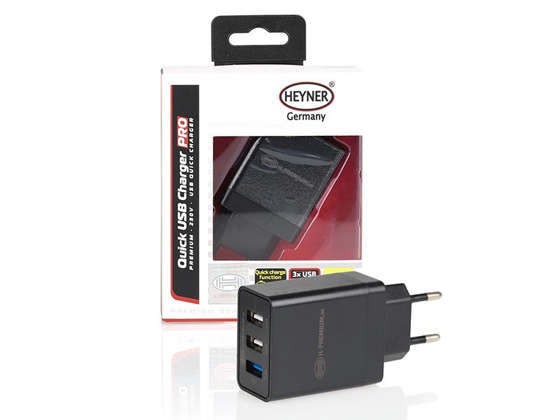 USB Quick Charger зарядно устройство Heyner 230V черно